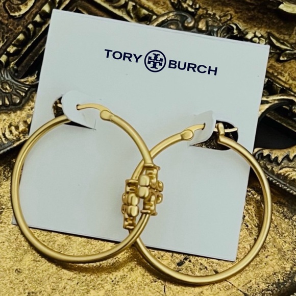 TORY BURCH • Gold Kira Hoop Earrings - Picture 4 of 4